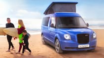 LEVC e-camper front on beach