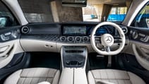 Mercedes E220d Coupe dashboard - cream leather and black wood