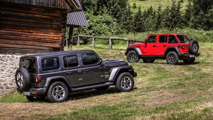 Jeep Wranglers parked