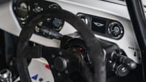 Morgan Plus Four racecar steering wheel and dials