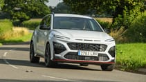 Hyundai Kona N white cornering