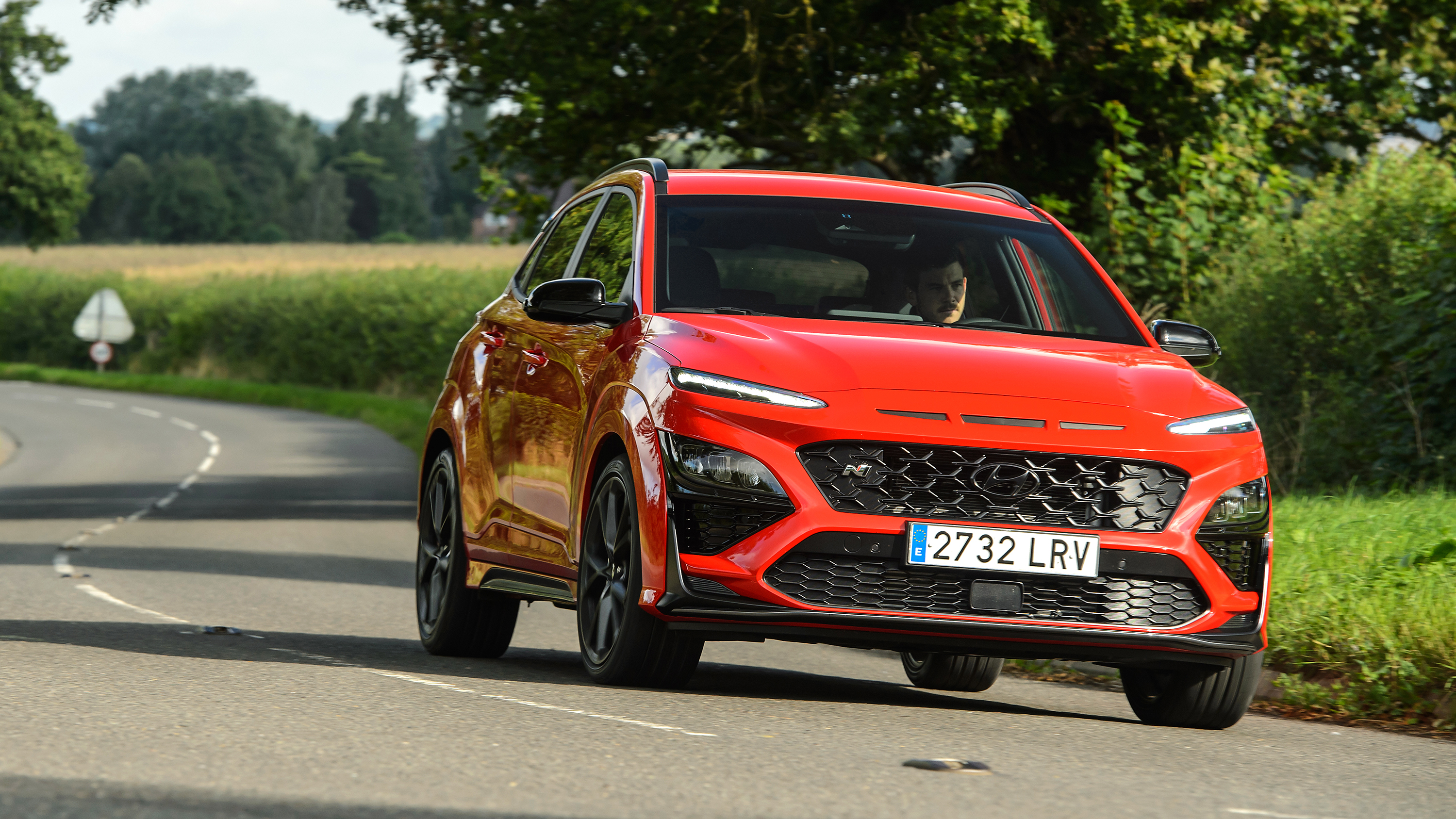 Hyundai Kona N red cornering