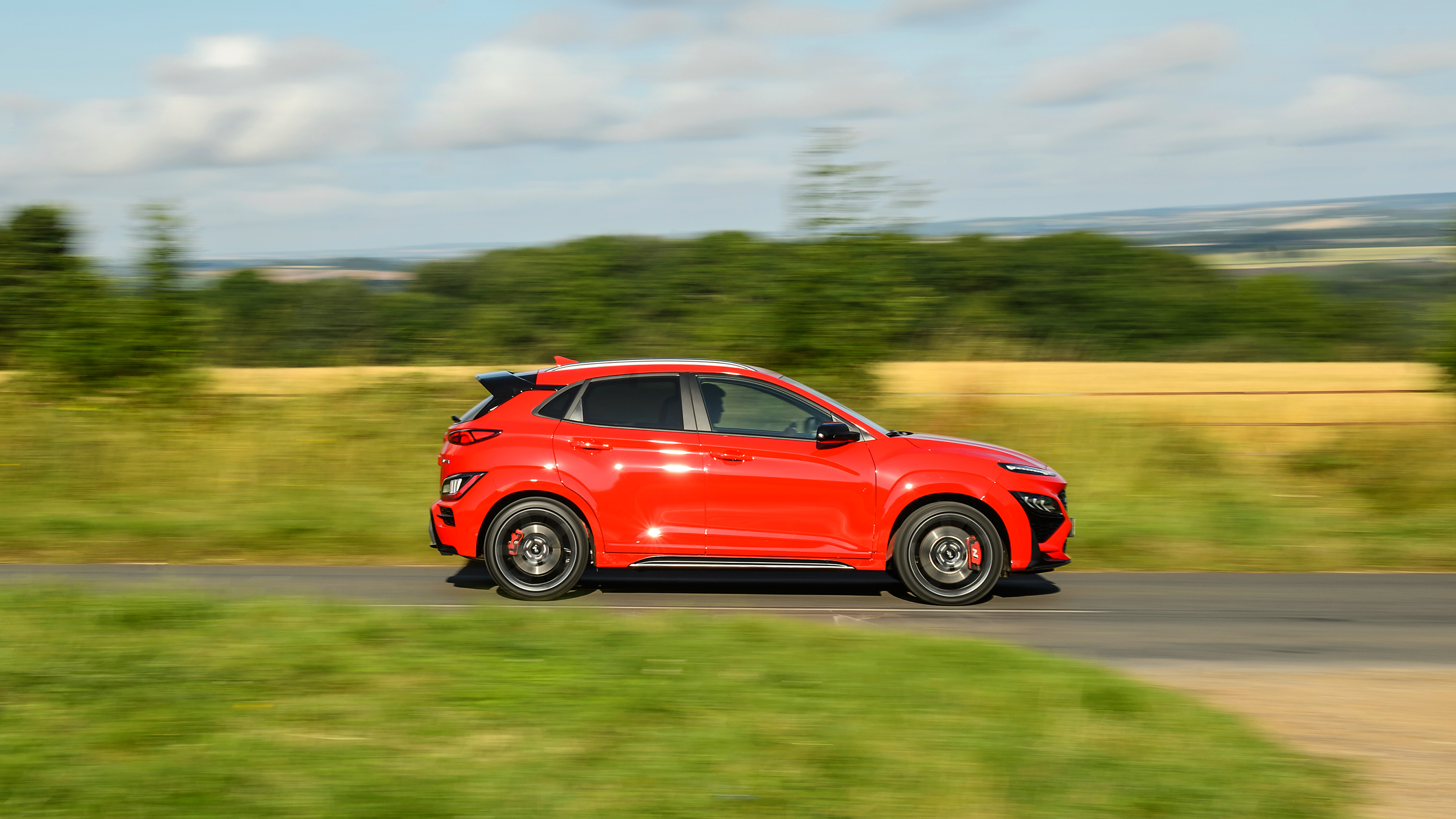 Hyundai Kona N red driving