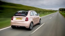 Fiat 500C rear view dynamic with roof open