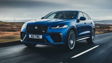 Jaguar F-Pace SVR front three quarter blue