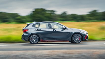 BMW 128ti grey and red side profile