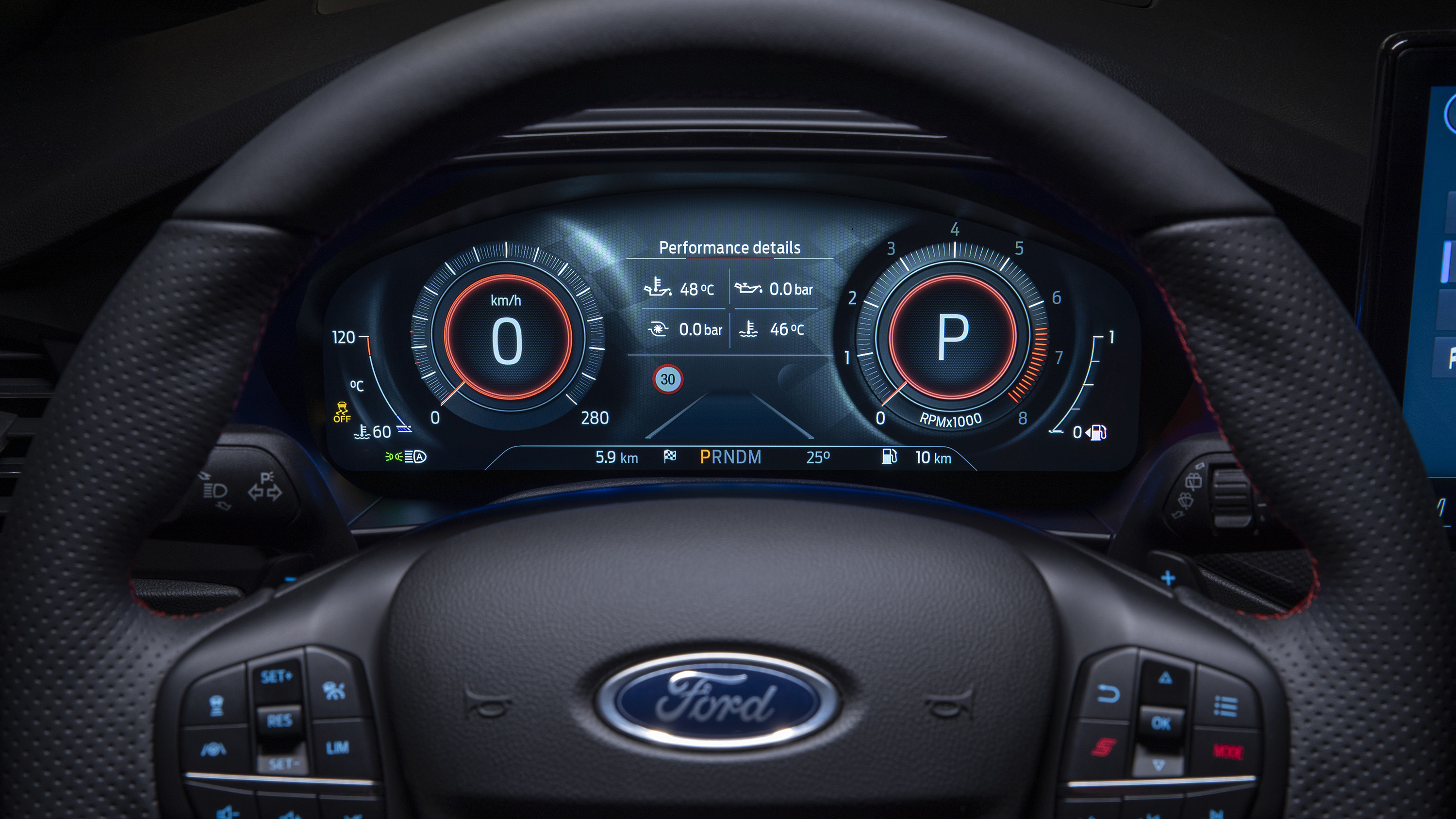 Ford Focus ST mean green digital dials