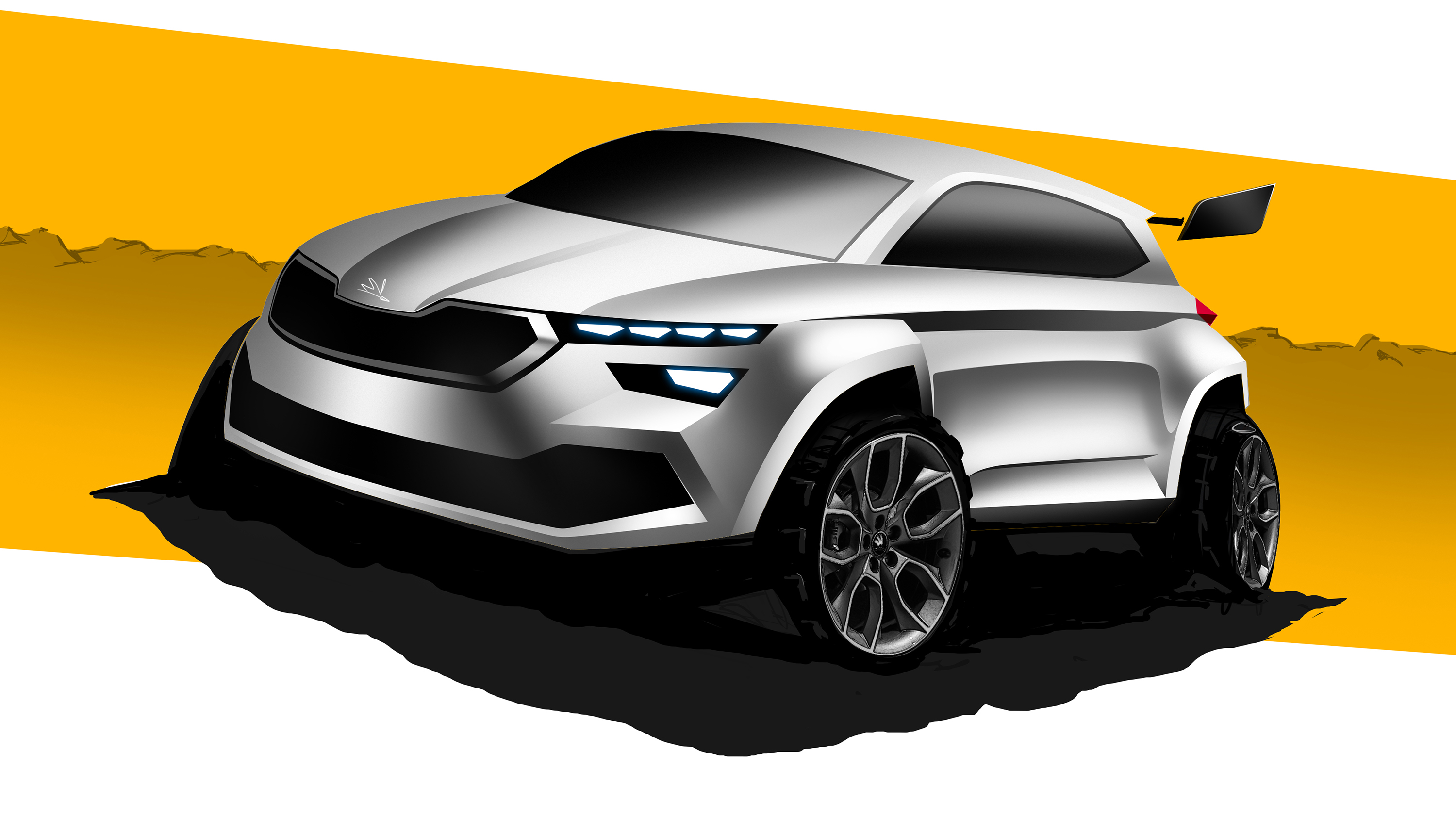 Skoda Kamiq rally car concept sketch