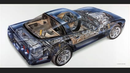 Corvette ZR-1 cutaway showing LT5 engine