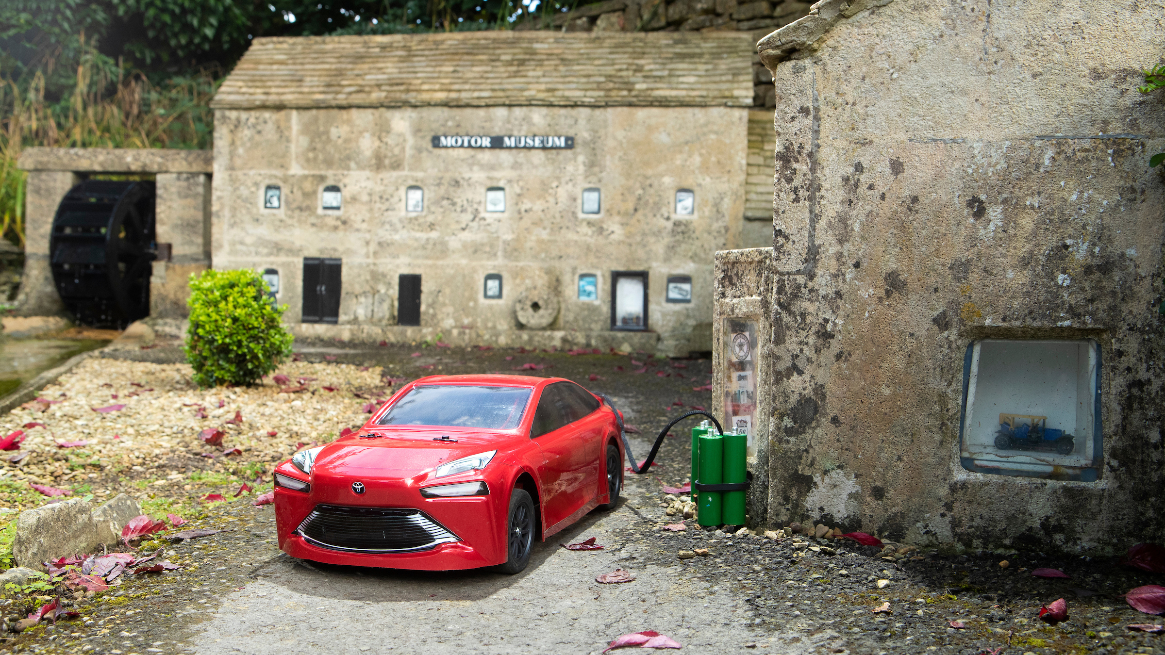 Toyota Mirai RC car in model village