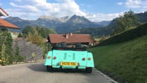 Top Gear Morgan Plus Four Mint Green in the Alps