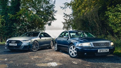 2001 Audi S8 vs 2021 Audi S8 front three-quarter angles