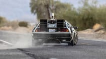 DeLorean drifting for Back to the Future day