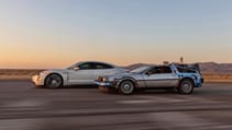 DeLorean and Porsche Taycan Turbo S for Back to the Future day