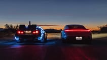 DeLorean and Porsche Taycan Turbo S for Back to the Future day