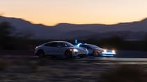 DeLorean and Porsche Taycan Turbo S for Back to the Future day