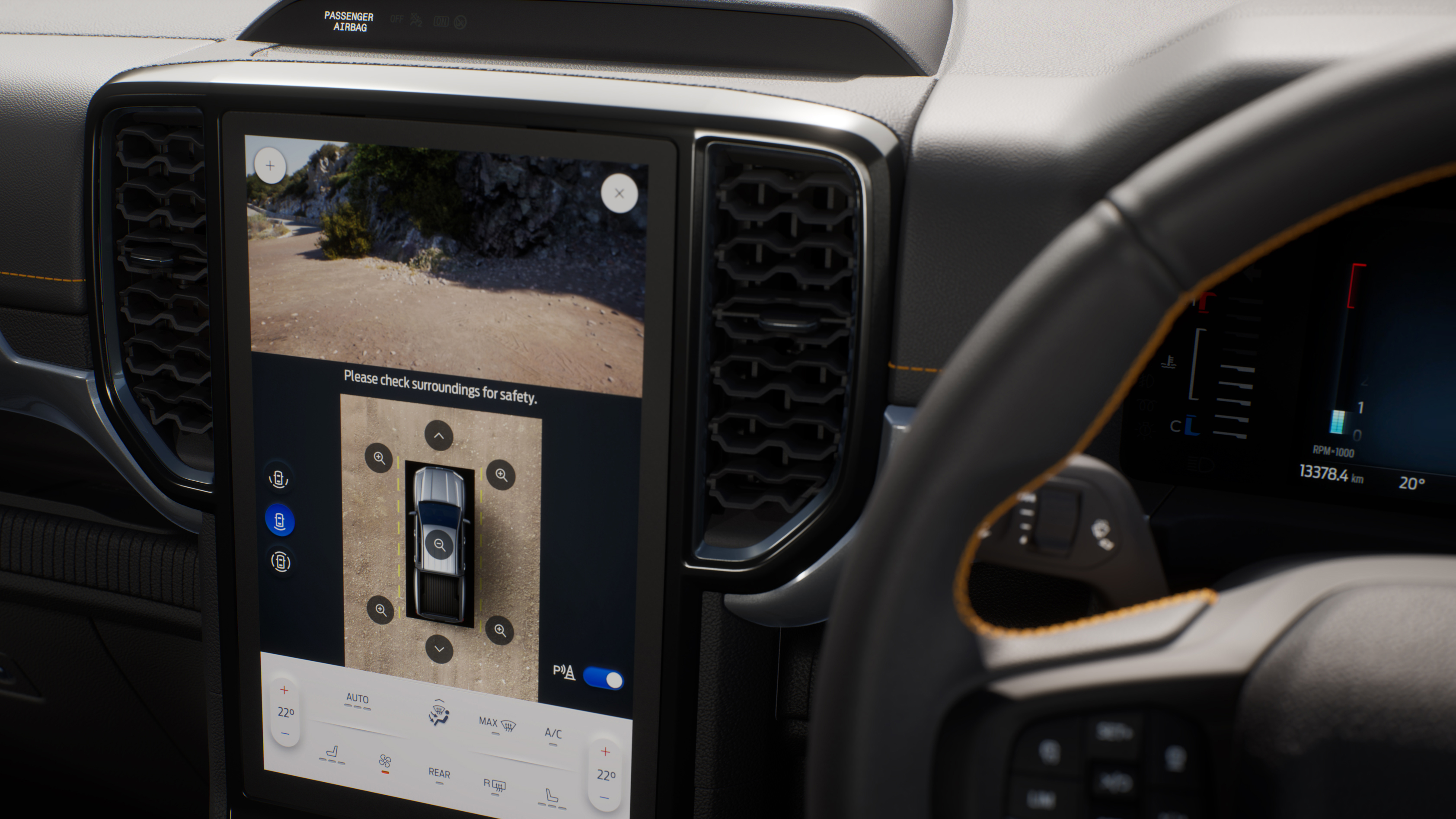 2022 Ford Ranger off-road mode on screen