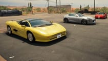 The 1992 Jaguar XJ220 side by side with the 2017 Jaguar F-Type R in Car Mechanic Simulator