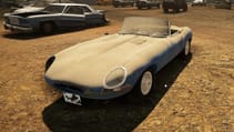 A 1961 Jaguar E-Type in Car Mechanic Simulator, waiting to be restored