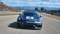 Porsche 718 Cayman GT4 RS Clubsport racecar on track