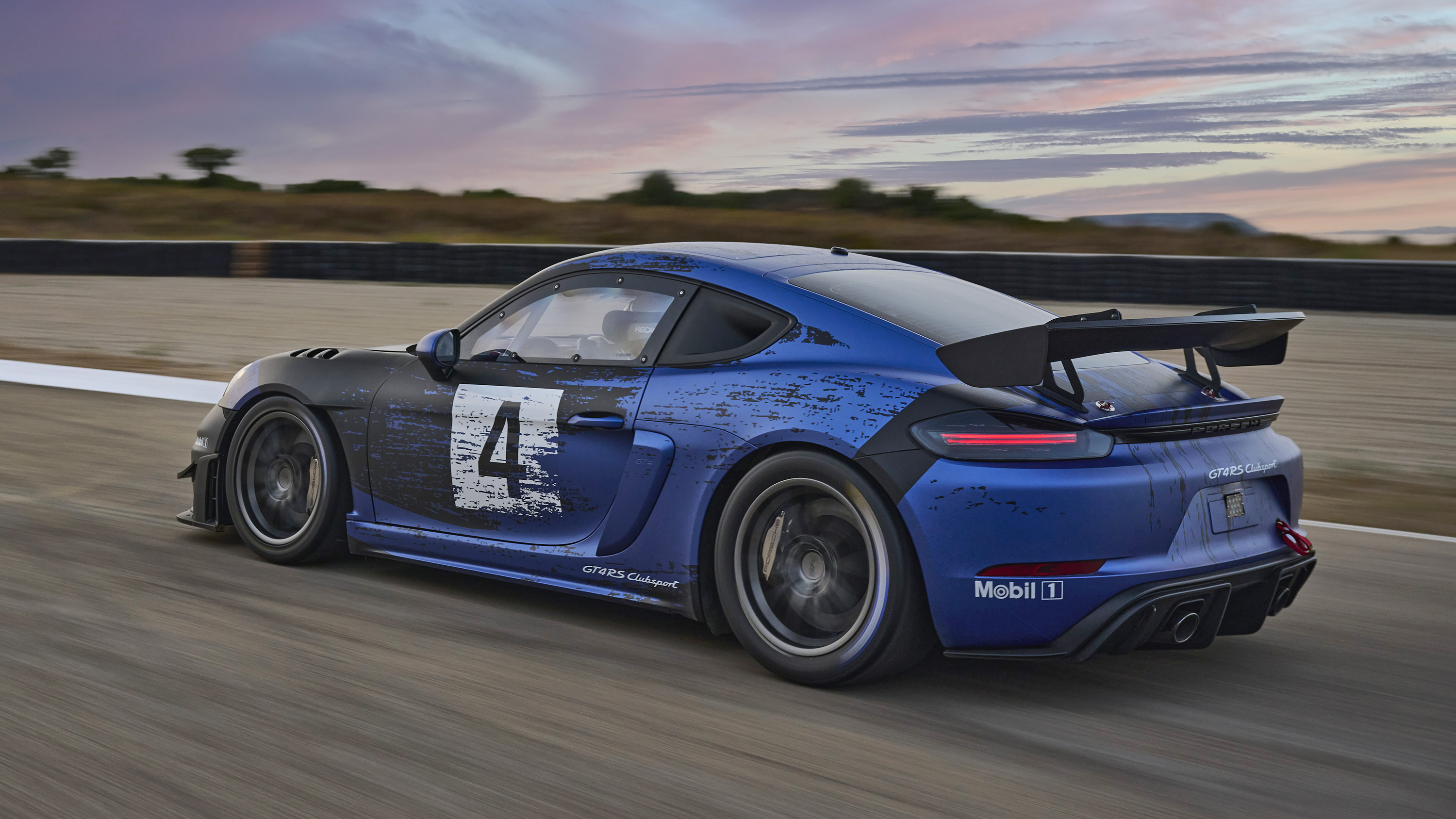 Porsche 718 Cayman GT4 RS Clubsport racecar on track