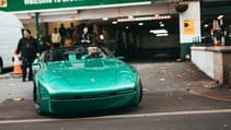 Porsche 968 L'ART green speedster concept on the streets of London