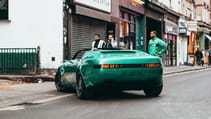 Porsche 968 L'ART green speedster concept on the streets of London