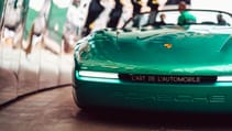 Porsche 968 L'ART green speedster concept on the streets of London