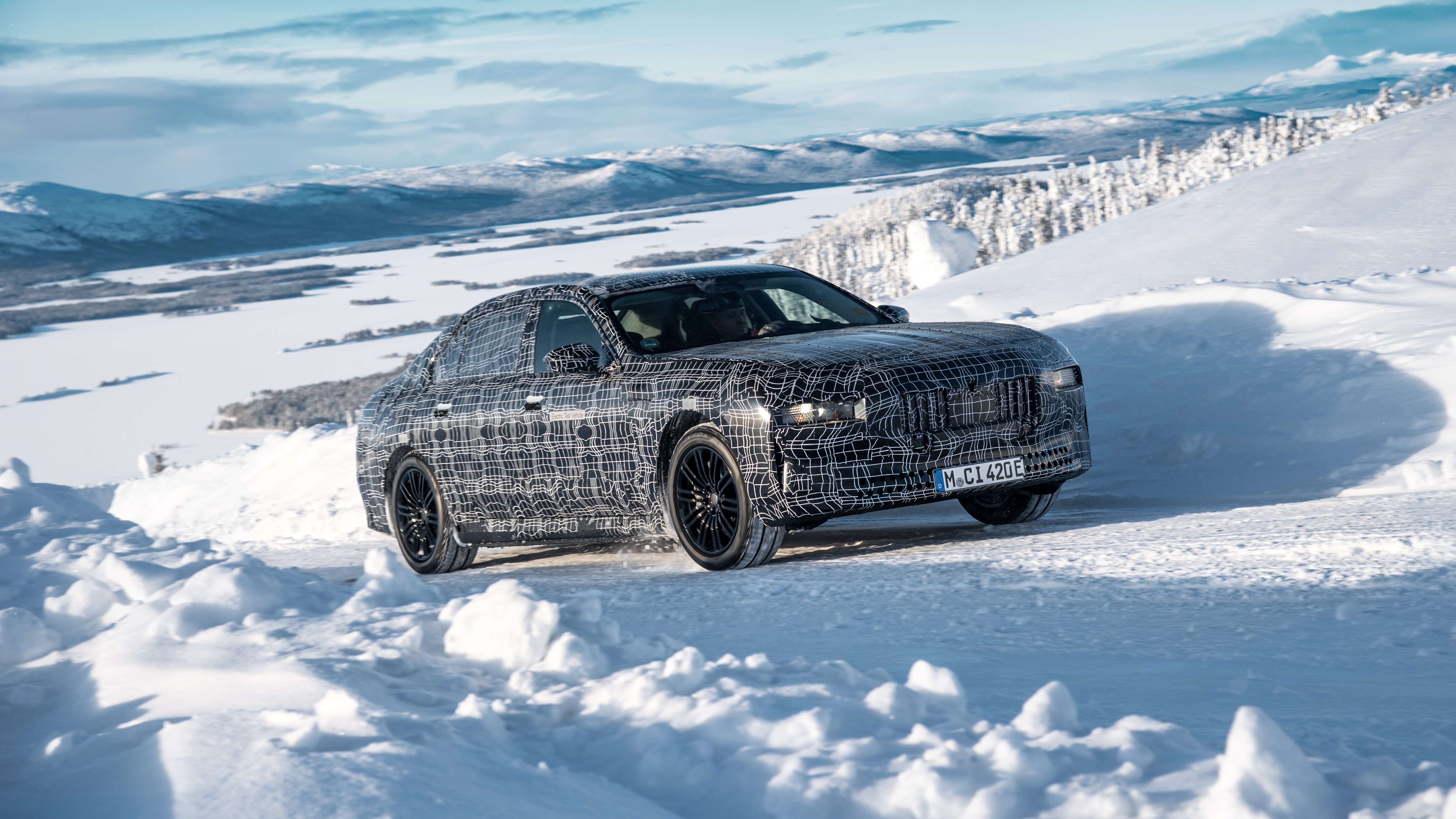 BMW i7 electric saloon front