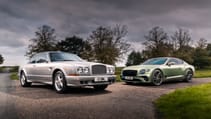 Bentley Continental R silver and Continental GT green