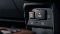 Honda e interior rear plug sockets detail