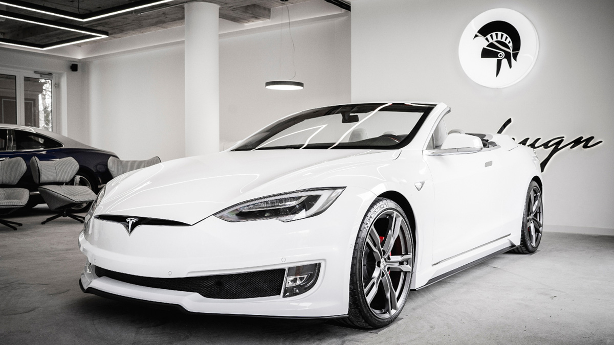 Ares Design Tesla Model S convertible front three-quarters