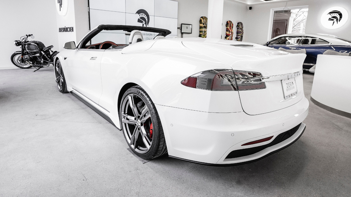 Ares Design Tesla Model S convertible rear three-quarters