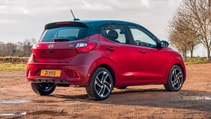 Hyundai i10 hatchback static rear three quarters