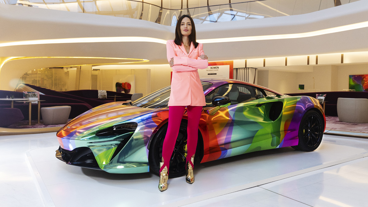 McLaren Artura art car, with artist Nat Bowen