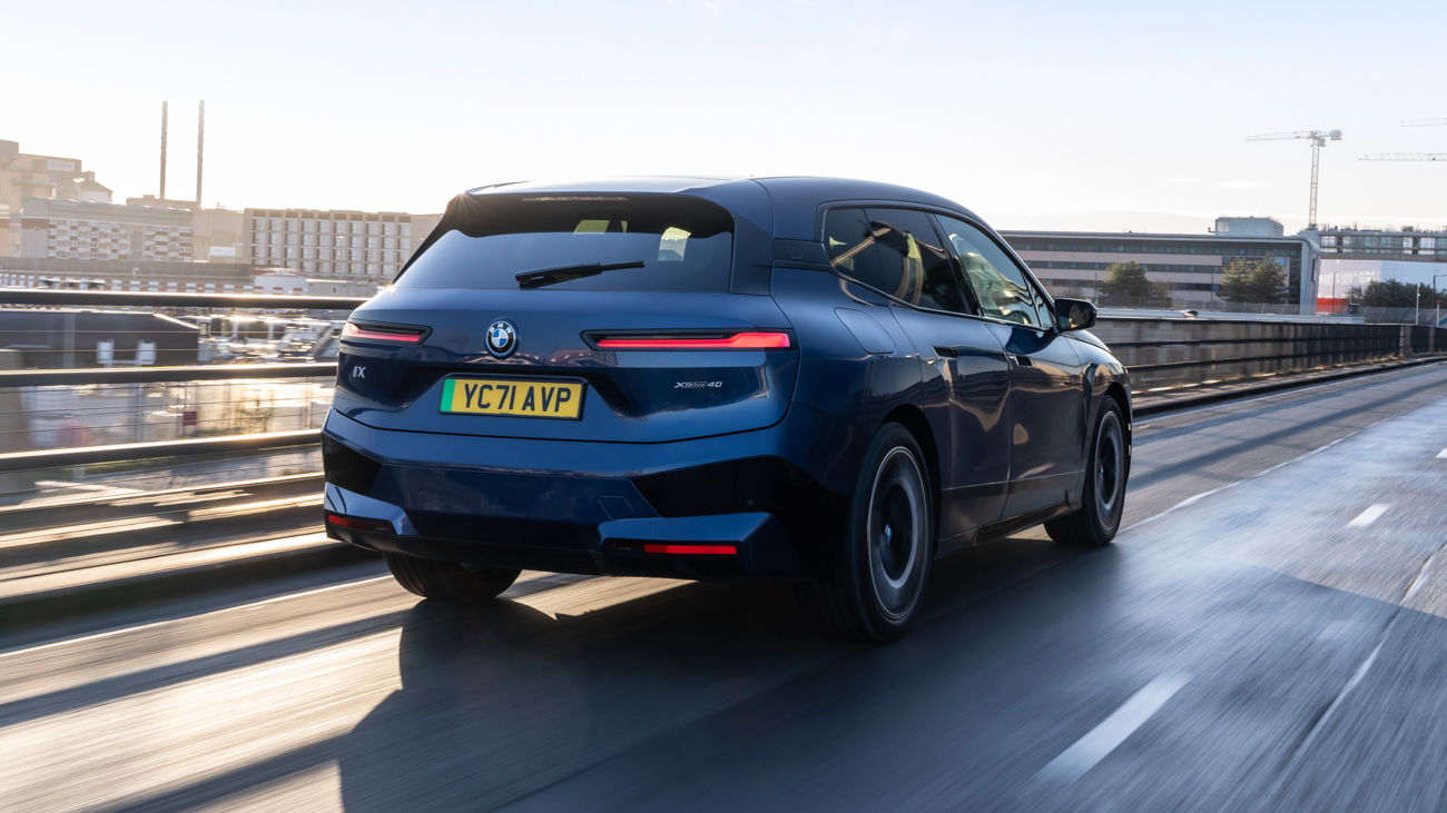 BMW iX SUV dynamic rear view