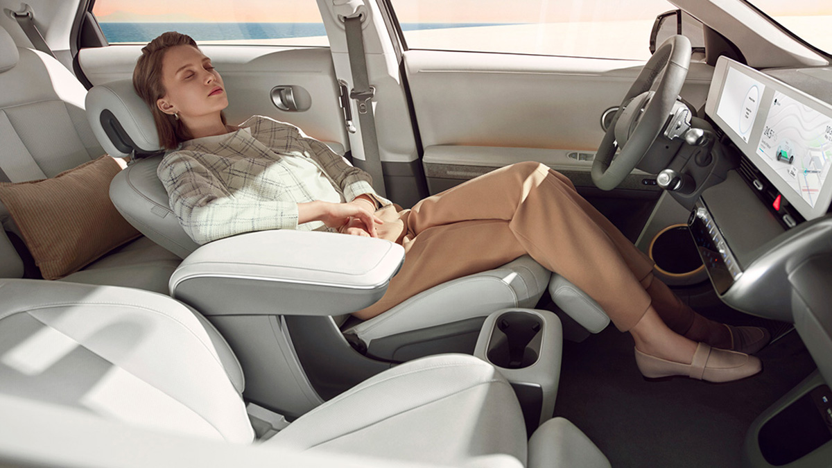 Woman reclining in Hyundai Ioniq 5