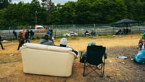 Nürburgring 24 Hours fans sitting on a sofa