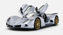 Aspark Owl EV hypercar front three quarters doors open