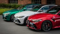 Alfa Giulias in the same colours as the Italian flag