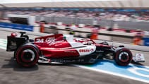 Alfa Romeo F1 car leaving the pits