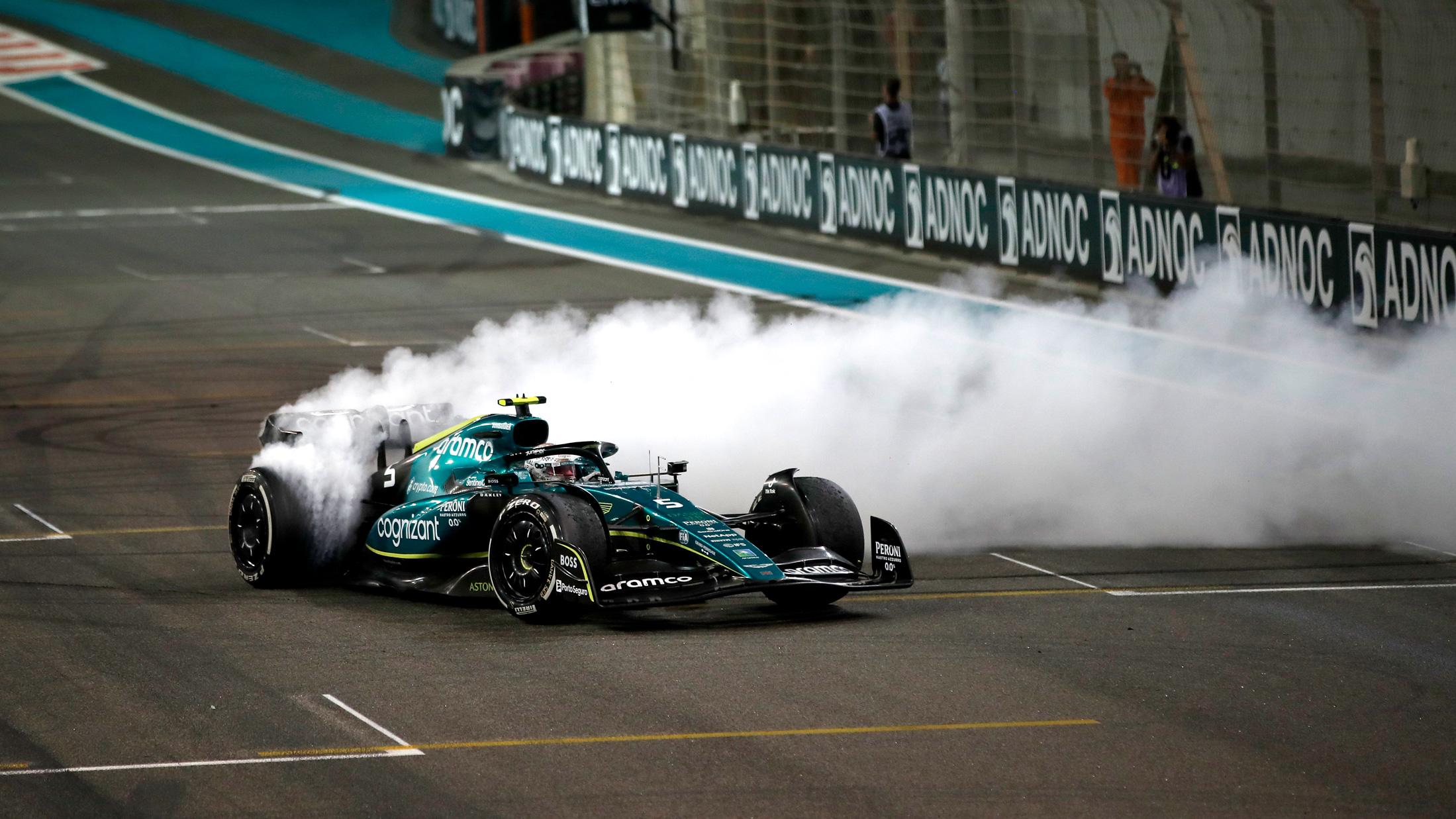 Sebastian Vettel Abu Dhabi burnout