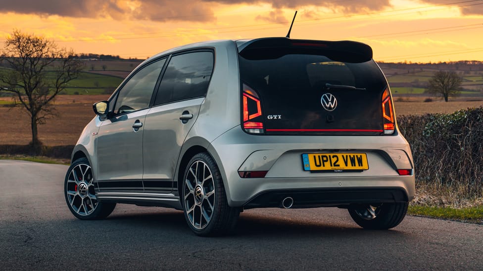 Volkswagen Up GTI rear three quarters silver