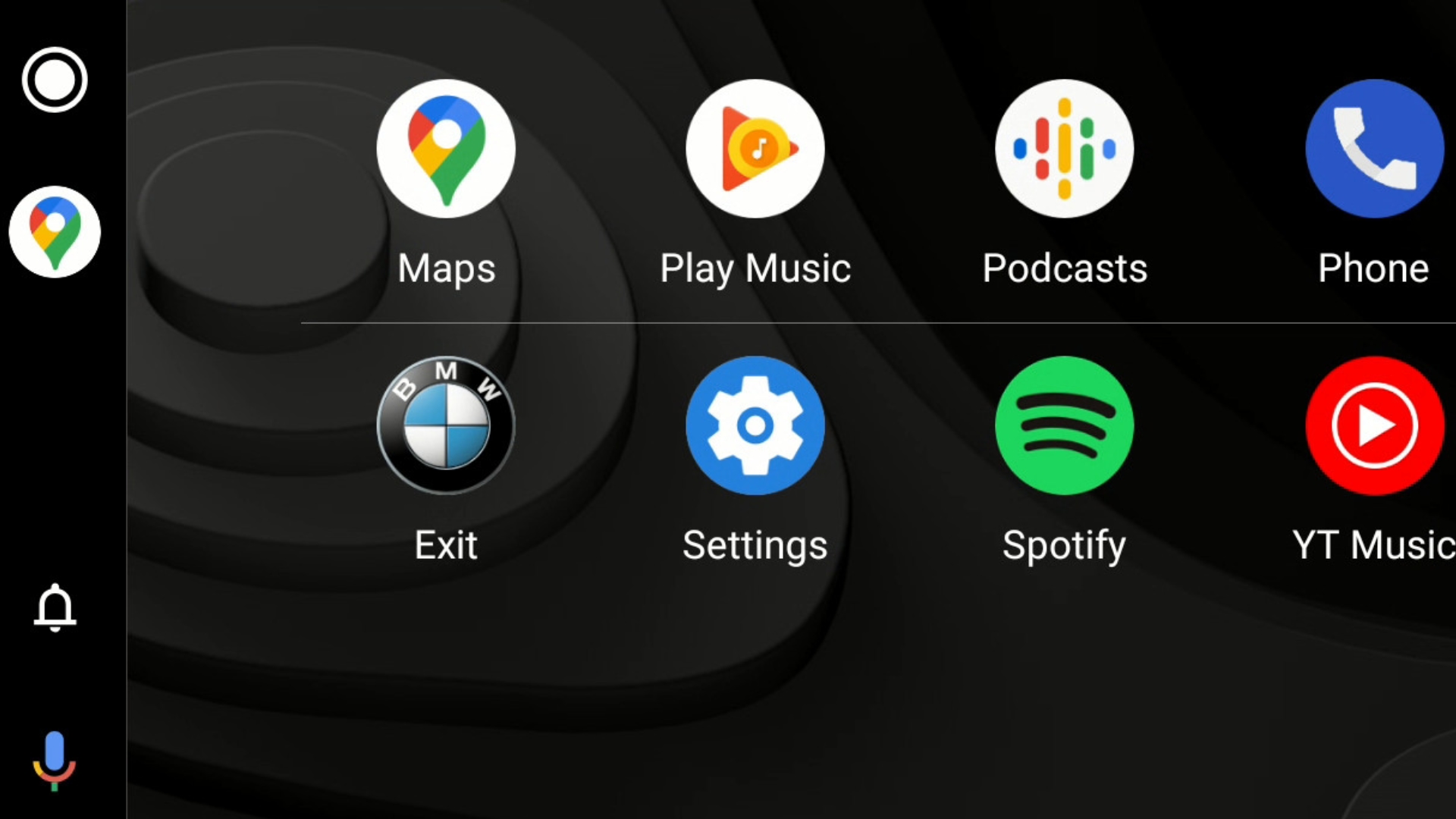 Close up of Android Auto icons on central display on BMW