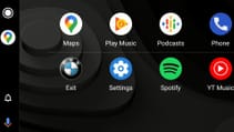 Close up of Android Auto icons on central display on BMW