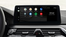 Wider shot of BMW central infotainment screen showing Android Auto connectivity