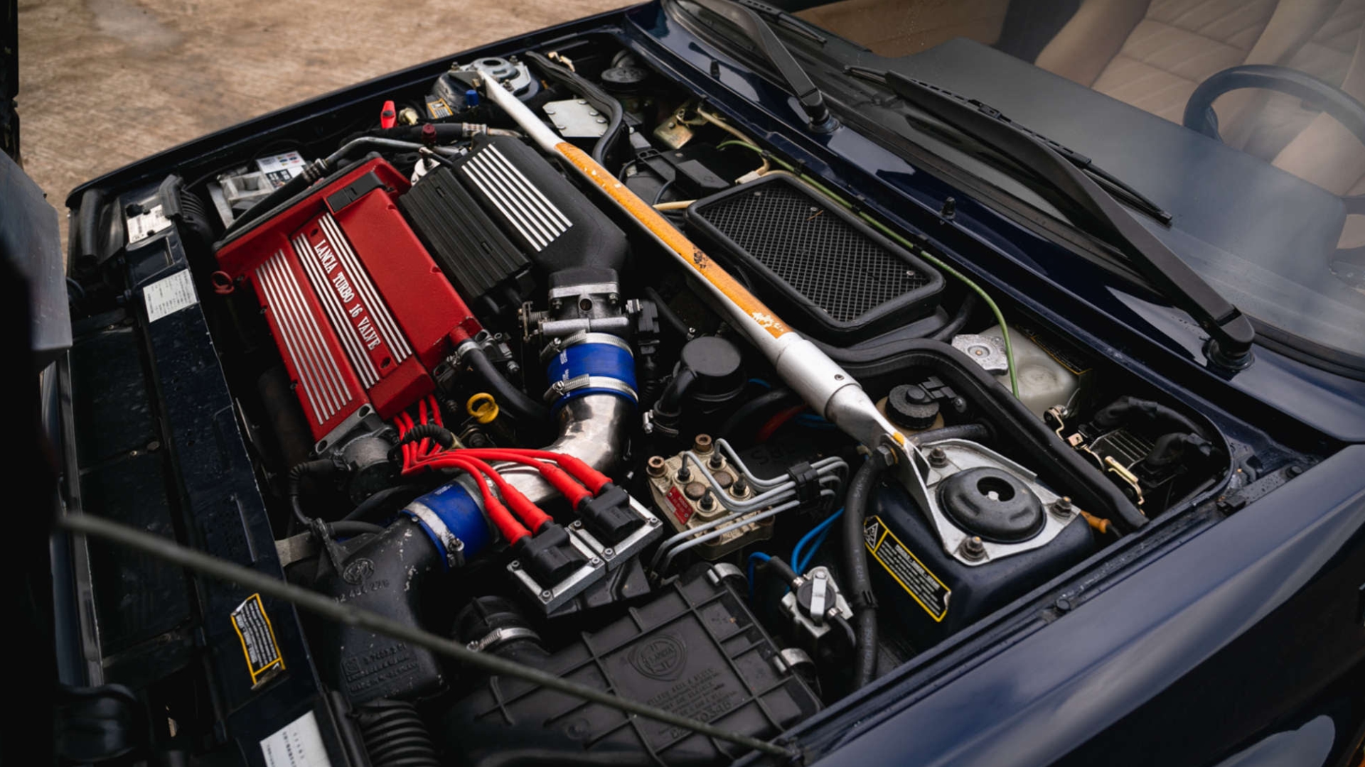 Rowan Atkinson-owned Lancia Delta Integrale Eco II engine bay close up