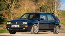 Rowan Atkinson-owned Lancia Delta Integrale Eco II full shot in sun of car from front