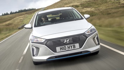 Driving shot of the Hyundai IONIQ from centre, looking at windscreen