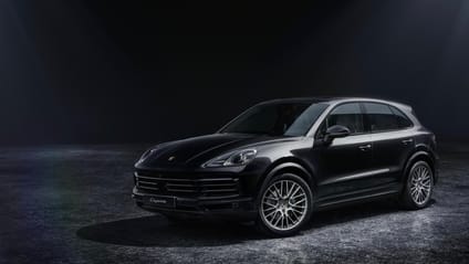 Studio static shot of black Porsche Cayenne